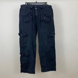 Free People Tahiti Pull-On Cargo Pants - Jet Black - Size Medium